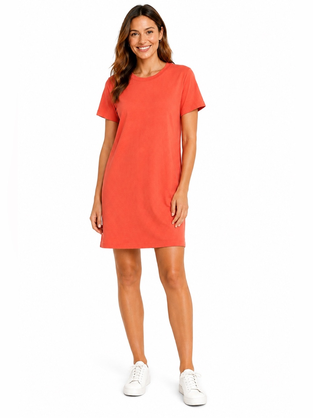 NWT GAP T-Shirt Dress Women’s Medium Coral Orange 100% Cotton Crew Neck Casual